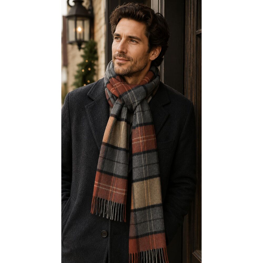 Jos. A. Bank 100% Cashmere Plaid Scarf | Fringe Luxury vintage style NWT